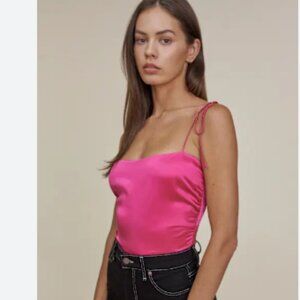 Reformation Lucrezia Silk Top, Hot Pink, 0